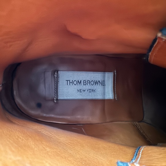 Thom Browne Black Suede Chukka Boots with Red-White-Blue Heel Loop - Picture 3 of 4